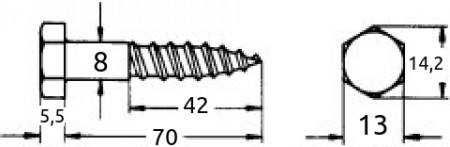 Fransk treskrue 8x70mm