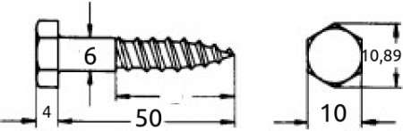 Fransk treskrue 6x50mm