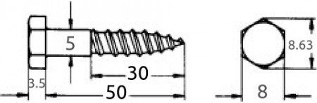 Fransk tre-skrue 5x50mm