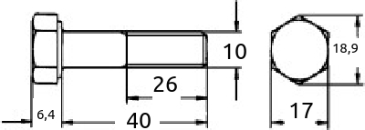 M10 x 40mm del-gjenget maskin-skrue