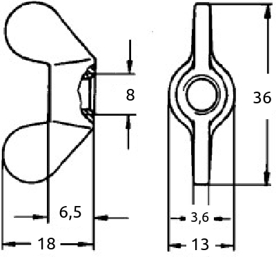 m8 vingemutter avrundet type