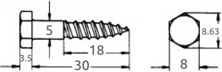 Fransk tre-skrue 5x30mm