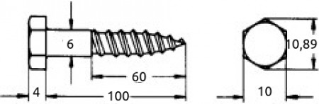Fransk treskrue 6x100mm