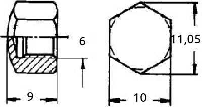 M 6 hettemutter, avrundet hode