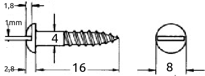 4x16 mm syrefast tre-skrue rundt hode