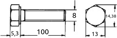 M8 x 100mm maskinskrue