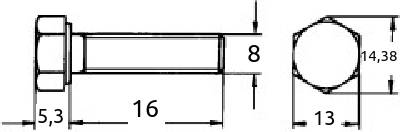 M8 x 16mm maskinskrue