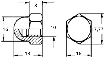M 10 hettemutter, kulehode