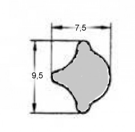 Låselist 9,5x7,5 aluminiumfarge
