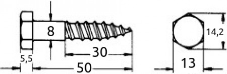 Fransk treskrue 8x50mm