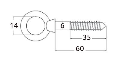 6x60mm øyeskrue båt tre-gjenget