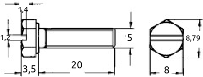 M5x20mm maskin-skrue rett spor