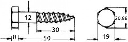 Fransk treskrue 12x50mm