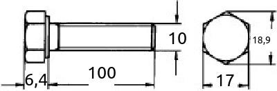M10 x 100mm maskinskrue