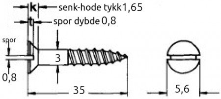 3x35mm syrefast treskrue 