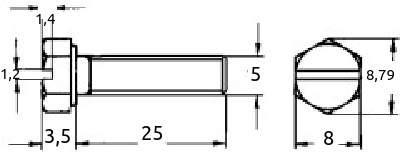 M5x25mm maskin-skrue rett spor
