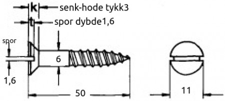 6x50 mm syrefast tre-skrue