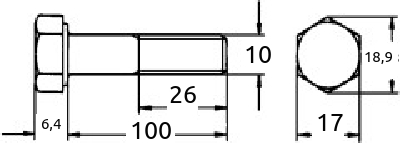 M10 x 100mm del-gjenget maskin-skrue