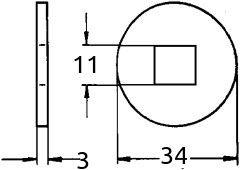 M10 syrefast stor skive m. firkant-hull