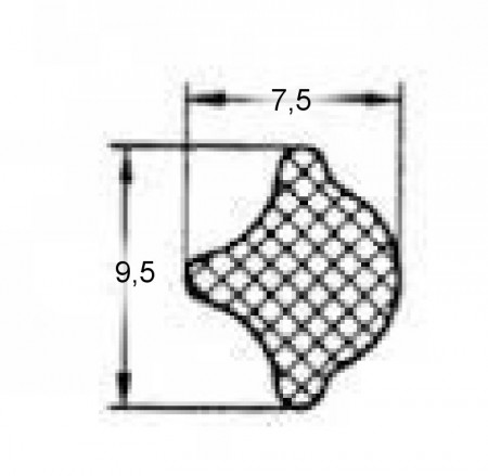 Gummi sort låse-list 9,5x7,5mm