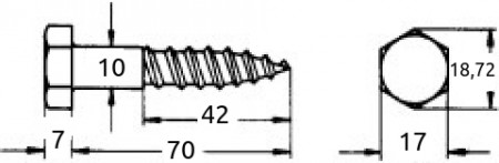 Fransk treskrue 10x70mm