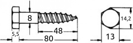Fransk treskrue 8x80mm